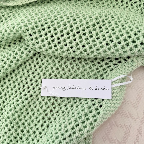 New Young Fabulous & Broke Santorini Green Crochet Maxi Dress Beach Cover Up XS - Picture 5 of 9